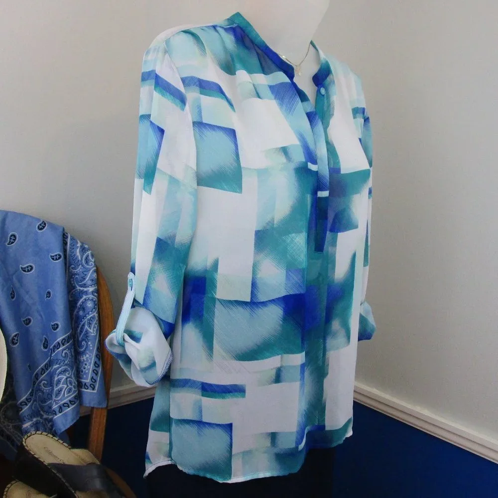 A.N.A Hi-Low Tunic Long Sleeve Roll-Tab Blouse - Picture 6 of 11